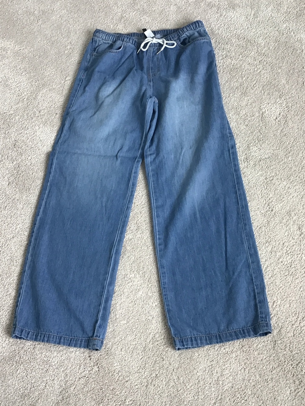 H&M Blue Wide Leg Denim Jeans with Drawstring